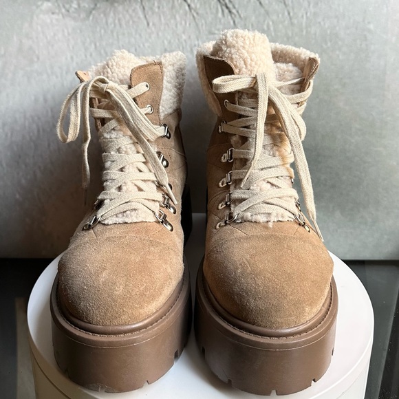 🌸STEVE MADDEN 🌸 Reyen Platform Boot In Oatmeal Suede Size: 10 - Picture 6 of 10